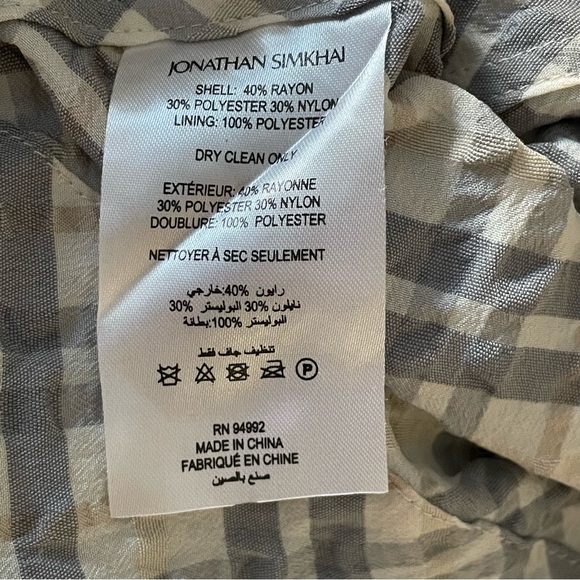 Jonathan Simkhai Crissy Raglan Puff Sleeve Dress Plaid Check Academia Minimalist - Picture 10 of 13